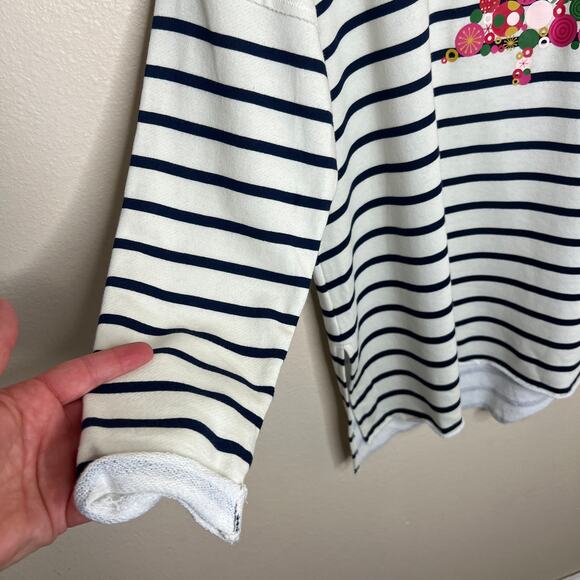 Crown & Ivy White Navy Stripe Long Sleeve Holiday Christmas Tree Top Large - Picture 4 of 10